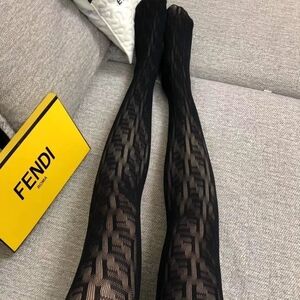 Fendi Black Patterned Tights